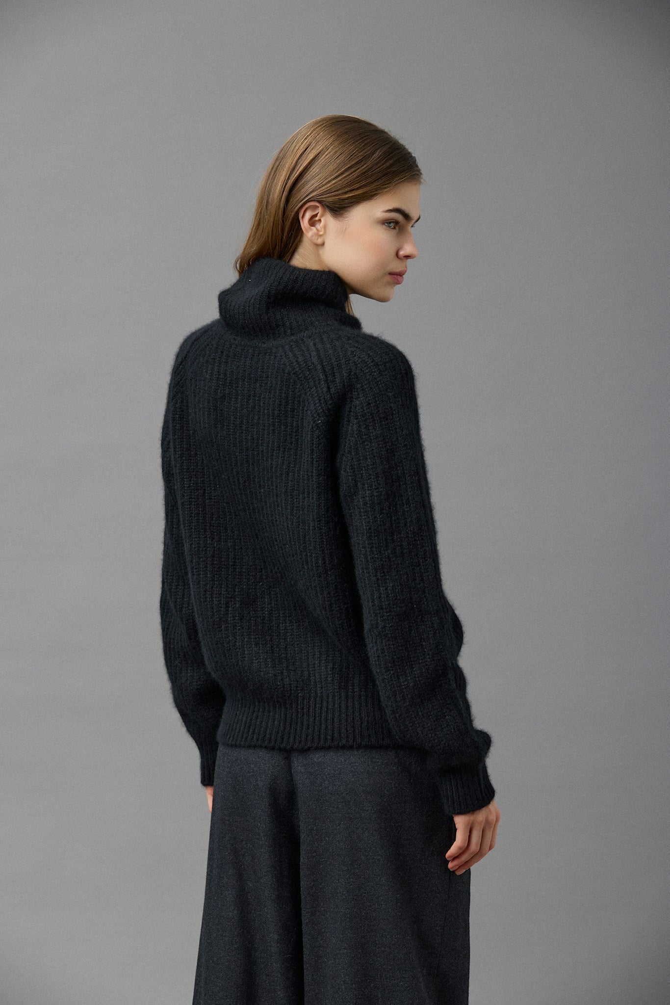 Cashmere Cotton Turtleneck Cardigan